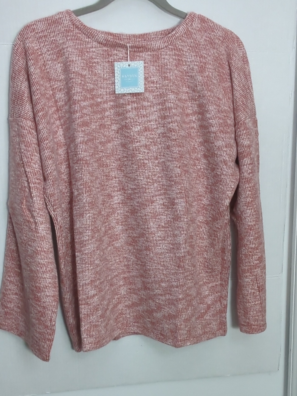 Hayden Heathered Dusty Rose Crew Neck Sweater